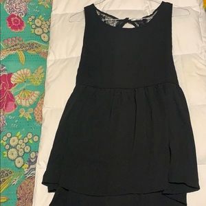 Black babydoll tank with lace illusion back